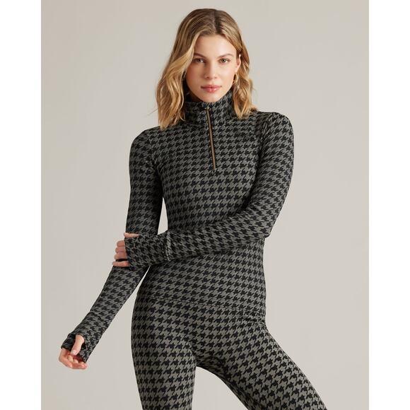RHONE Black Houndstooth Seamless 1/4 Zip - Picture 1 of 5